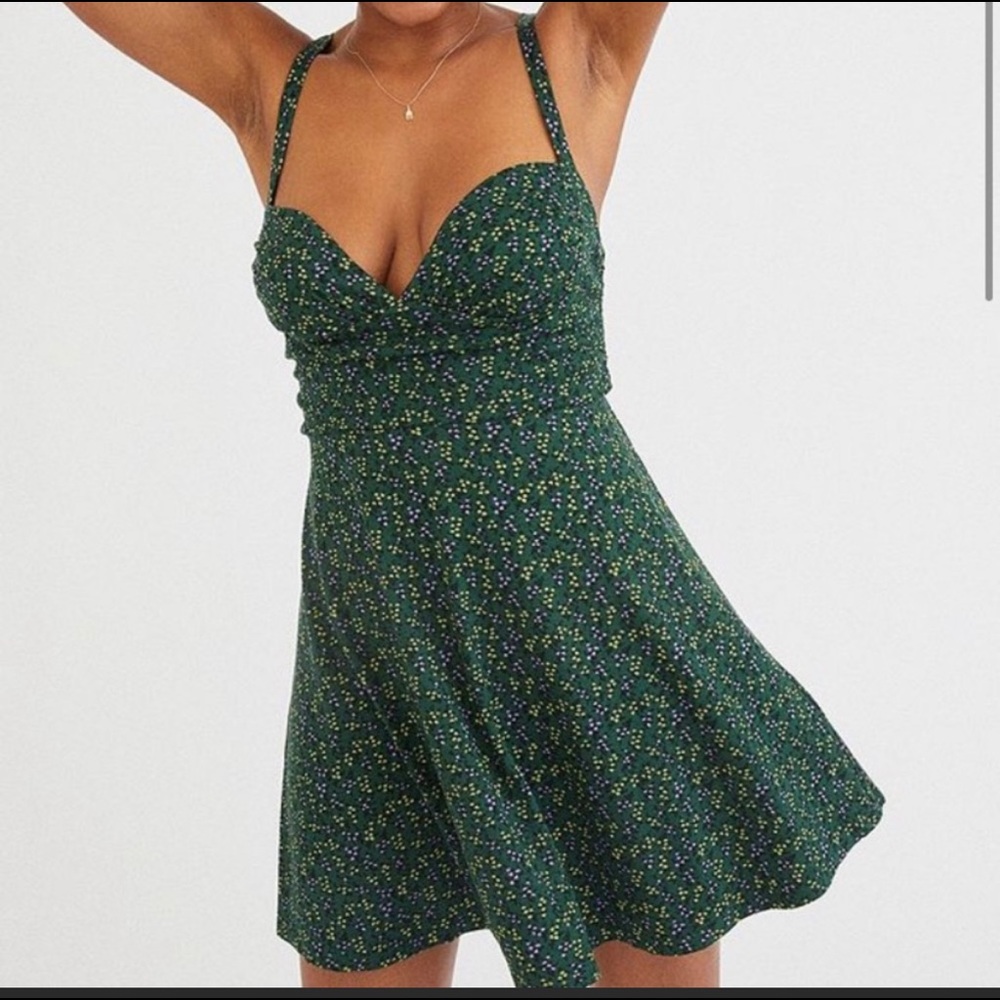 Urban Outfitters green floral mini sundress
